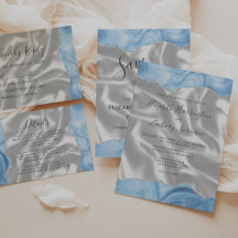 Pastel Blue Silver Agate White Silk Wedding Suite