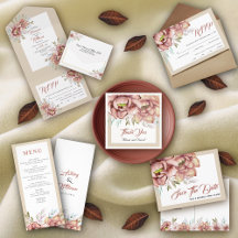 Terracotta watercolor flowers wedding collection