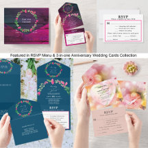 Anniversary Wedding 3-in-one & RSVP Menu Cards