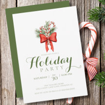 vintage Candy Cane Christmas Holiday party Invites