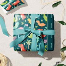 Blue Monogrammed Kid Dinosaur Pattern