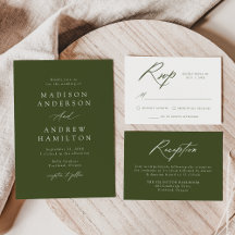 Elegant Calligraphy Olive Green Wedding Collection