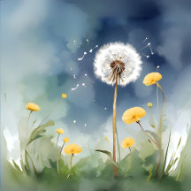 Dandelion Watercolor Living Room Decor