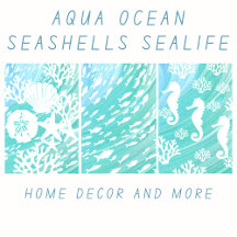 Aqua Ocean Seashells Fish Coral 