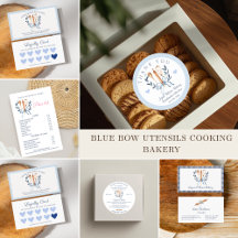 Watercolor Blue Bow Utensils Bakery Collection