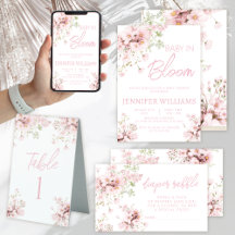 Cute Pink Floral Wildflower Baby Girl Shower