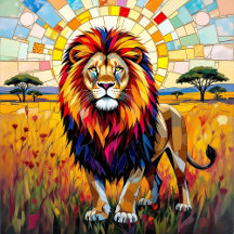 Majestic Lion Mosaic Illustration 