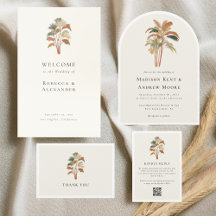 Tropical Pastel Boho Palm Tree Wedding Collection