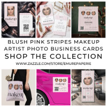 Blush Pink Stripes Makeup Artist Photo Business Su
