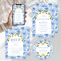 Blue tiles lemon Italian Mediterranean wedding