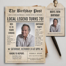 Vintage Newspaper Men's 70th Birthday Suite
