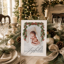 Elegant Christmas Watercolor Photo Card