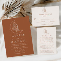 Elegant Botanical Moon and Stars Terracotta