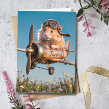 Funny Birthday Card Gift Pilot Animals & Airplane