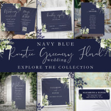 Navy Blue Rustic Greenery Floral Wedding Suite