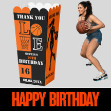 ORANGE BLACK BASKETBALL GIRL PLAYER BIRTHDAY