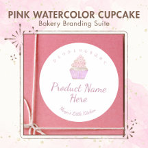 Pink Watercolor Cupcake Bakery Branding Suite
