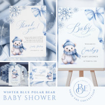 Winter Blue Polar Bear Baby Shower