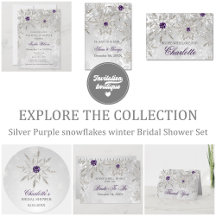 Silver Purple snowflakes winter Bridal Shower Set