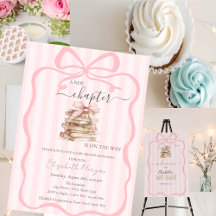 New Chapter Pink Bow Stripes Baby Shower