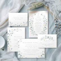 Elegant Dusty Blue Wildflower Rustic Boho Wedding 
