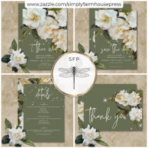 Modern White Gardenias on Sage Sparkle Wedding
