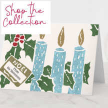 Vintage Christmas Print Candles and Holly Leaves