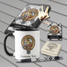 Clan MacFarlane Black and White Tartan and Crest