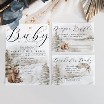 Winter Forest Gender Neutral Elegant Baby Shower 
