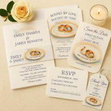 Elegant Watercolor Golden Rose Wedding Rings