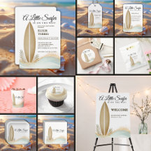A Little Surfer Minimalist Gold Baby Shower 