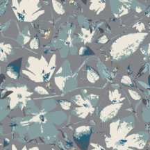 Clematis Vine Gray Blue Cream Watercolor Floral