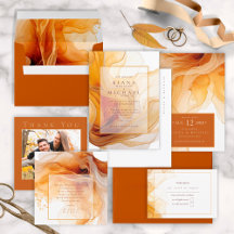 Amber Brandy Abstract Ink Wedding
