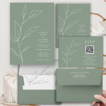 Sage Green Olive Leaf Modern Wedding