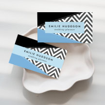 Blue and Gray Zigzag Business Cards Collection 