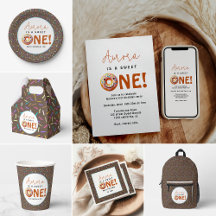 Sweet One watercolor cute donuts 1st birthday