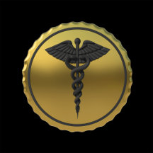 Professional 3D Gold Medical Caduceus Emblem