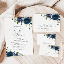 Navy Blue Flowers Bridal Shower Collection