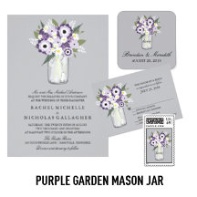Purple Flower Garden Mason Jar