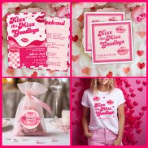 Kiss the Miss Goodbye Retro Pink Bachelorette 