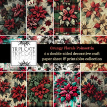 Grungy Florals: Poinsettia Scrapbook & Craft Paper