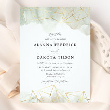 Dusty Sage Green Watercolor Gold Geometric