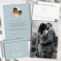 Elegant Modern Script Photo Monogram Wedding Suite