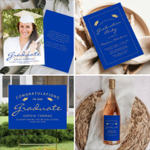 Modern Blue and Gold Script Graduation Suite