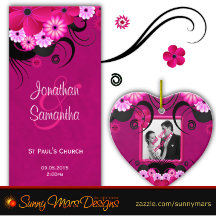 Dark Fuchsia Magenta Hibiscus Floral Wedding Set