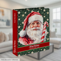 Classic Vintage Santa Claus 3 Ring Binders