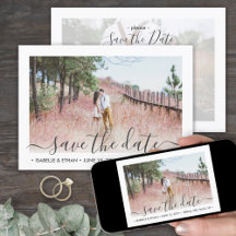 Photos & Handwritten Script Wedding Save the Dates