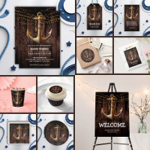 Rustic Gold Anchor Baby Shower