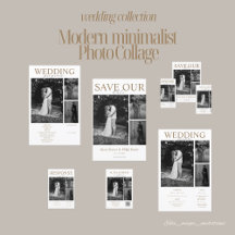 Modern Minimalist Photo Collage Wedding Card