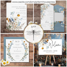 Rustic Dusty Blue Wildflowers & Daisies Wedding